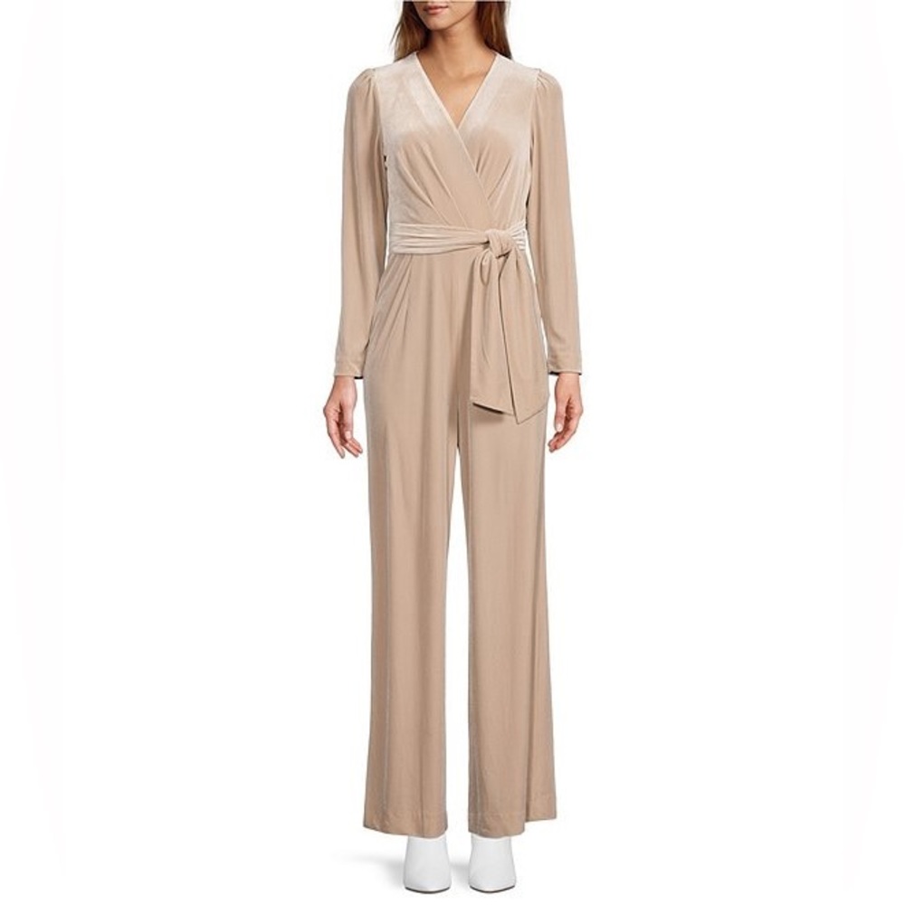 Antonio Melani | Miranda NWT Long Sleeve Velvet Gold Jumpsuit - Picture 1 of 3